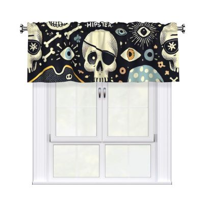 Geteruichi 137.2 x 45.7 cm Skull Window Valance, Funny Hipster Curtain