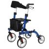 3-in-1 Rollator Wheelchair with Seat, Footrests and Rubber Tires, 180 kg Capacity, Silver Core Wheel view 1