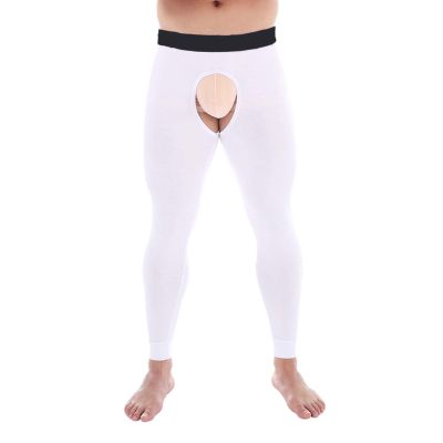 Men's Thermal Open-Crotch Pants with Bulge Pouch
