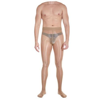 Men's Sheer Nylon Leggings, Glossy Transparent Pantyhose