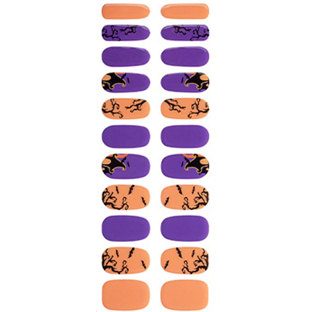 Greabuy Semi-Cured Gel Nail Strips, Halloween Nail Stickers, Full-Cover Artificial Nails