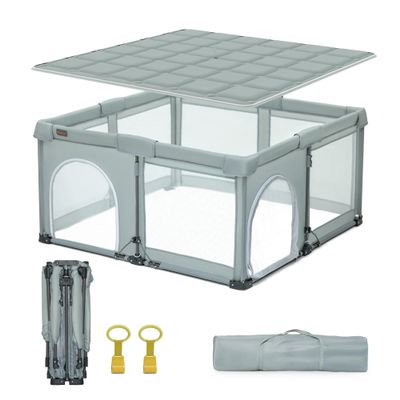 Heyo.Ja Foldable Baby Playpen with Reinforced Mat, 150 x 180 x 67 cm
