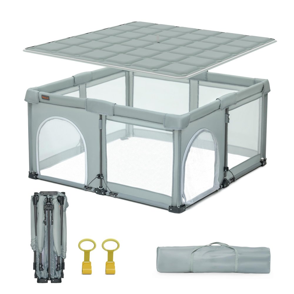 Heyo.Ja Foldable Baby Playpen with Reinforced Mat, 150 x 180 x 67 cm