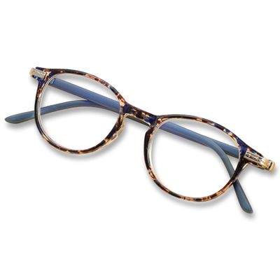 Lanomi Fashion Reading Glasses, Blue-Light Filter, Round Colorful Frames, Thin Frame, +1.5