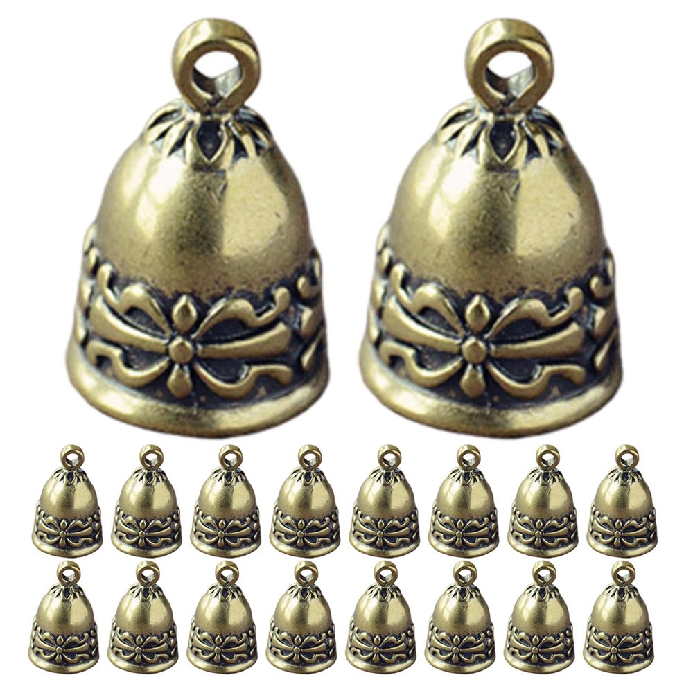 Ciieeo Vintage Brass Bells, 20 Pieces with Bows, Antique