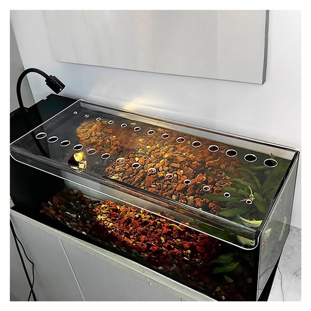 PEYNIR Square Acrylic Aquarium Lid with Holes, Anti-Jump Cover for Fish and Cats (L20 x W15 cm/7.9 x 5.9 in)