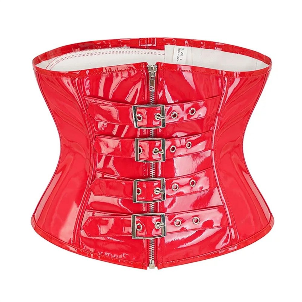 2025 Halloween Women's Waspie Underbust Waist-Training Steel-Boned Corset, Red, XXL