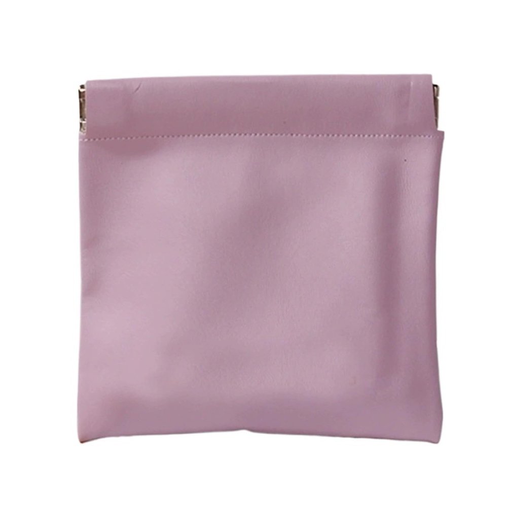 2-Piece Leather Makeup, Key & Glasses Organizer Pouches, Purple, 8 x 8 cm