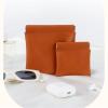 2-Piece Leather Makeup, Key & Glasses Organizer Pouches, Purple, 8 x 8 cm view 3
