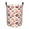 Round 60L Laundry Basket, Pink Donut Print view 1