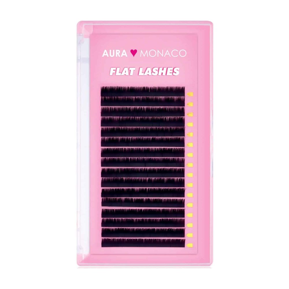 AURA Monaco | Split-Tip Flat Lashes, 16 Rows, Premium Individual Extensions, 0.15 mm D-Curl, 10 mm