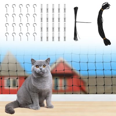 Cat Net for Balcony Without Drilling, 4x4m Black