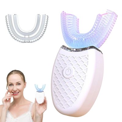 Ultrasonic Toothbrush with LED Whitening, 360° Self-Brushing, Cleans Teeth in 45 Seconds (White)