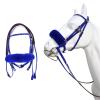 Padded Leather Riding Bridle for Horses with Buckle, Reins and Hand Stops (Red) view 2