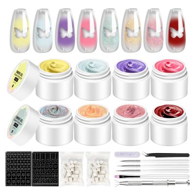 Patting Gel Painting Tools with UV/LED Curing, Set of 8