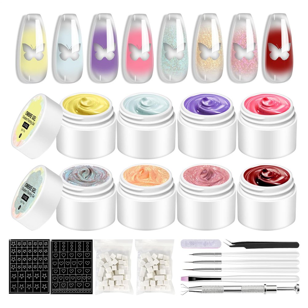 Patting Gel Painting Tools with UV/LED Curing, Set of 8