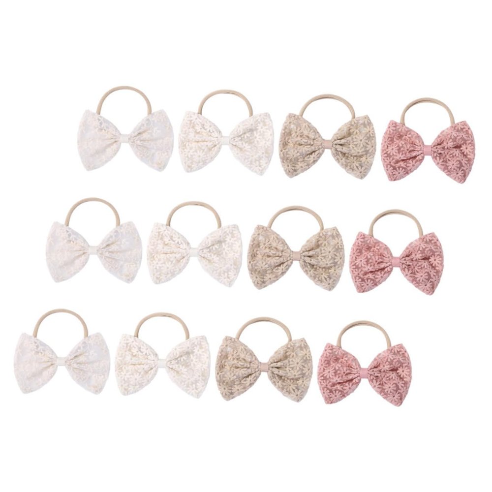 12-Pack Elastic Hair Bows and Hair Ties for Toddlers