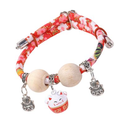 Small Cat Collar with Cedar Wood Beads