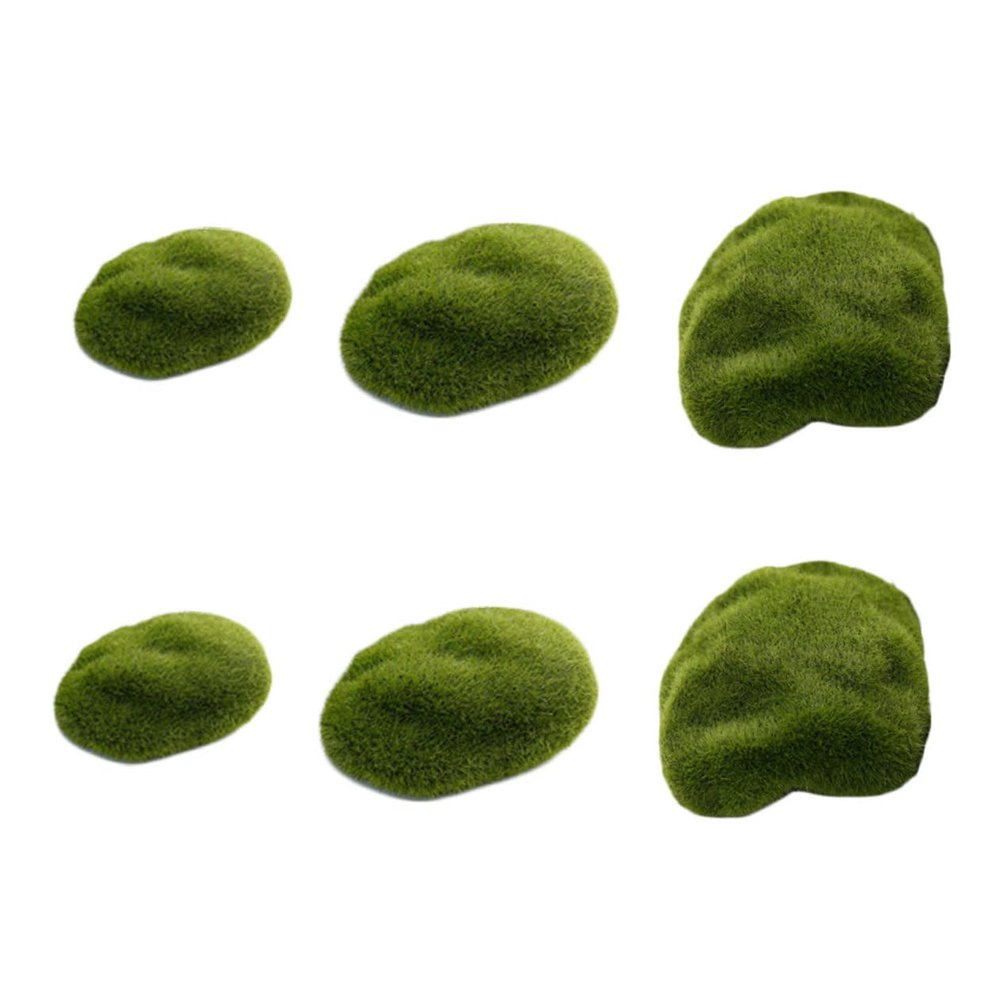GARIOUANS Artificial Moss Stones - Green, 6 Pieces