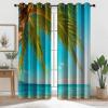 Blue Blackout Curtains, Coast Beach Sea Print, H 230 x W 117 cm, 2-Pack view 1