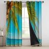 Blue Blackout Curtains, Coast Beach Sea Print, H 230 x W 117 cm, 2-Pack view 3