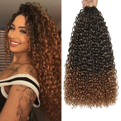 Herkeymidy Pre-Looped Kinky Curly Crochet Hair, 8 Packs, T30, 10 Inch
