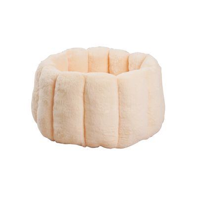 Galate Round Plush Cat Bed, Washable Pet Nest, XL Beige