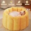 Galate Round Plush Cat Bed, Washable Pet Nest, XL Beige view 2