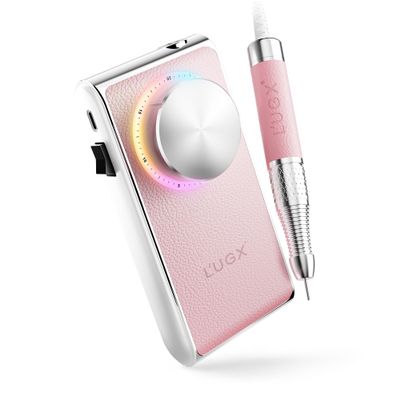 L'UGX Professional Cordless Nail Drill, 30,000 RPM Coreless Motor, Portable Electric Nail File for Gel & Acrylic Nails, Quiet & Low Vibration, Pink