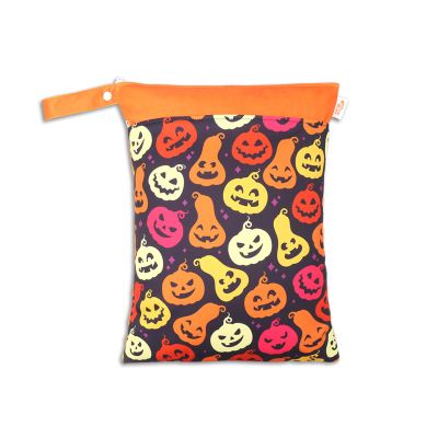 Hixingo Wet Bag 30 x 40 cm Diaper Bag with Zipper, Reusable Wet Bag for Daycare, Waterproof Bag for Toddler Diapers, Travel, Beach and Pool (Halloween 006, 2-Pack)