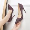 12 cm Glitter High Heels for Women, Wine Red, EU 42 view 2