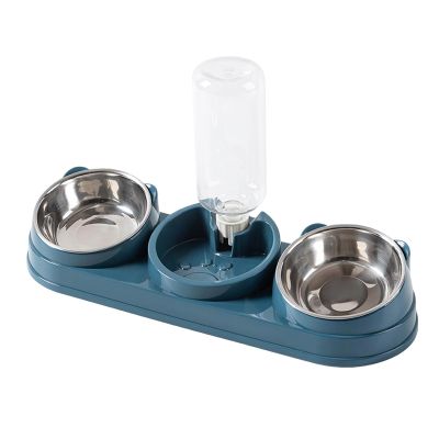 Elevated Cat Bowl with Stainless Steel Bowls and Water Dispenser