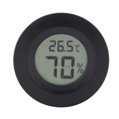 Riuulity Mini Round LCD Reptile Thermometer Hygrometer (BLACK)