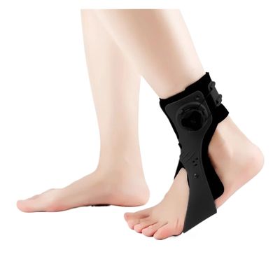 Ankle Brace for Sprains with Side Stabilizers, Men and Women, Volleyball and Basketball (Black, Left Foot, L)