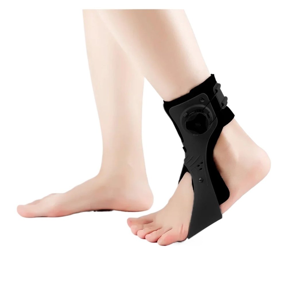 Ankle Brace for Sprains with Side Stabilizers, Men and Women, Volleyball and Basketball (Black, Left Foot, L)