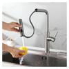 Black Kitchen Faucet, 360° Swivel, Hot and Cold Water, Deck-Mounted Waterfall and Spray Sink Faucet, Easy to Install view 2