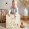 Little Deco Personalized Wooden Baby Keepsake Box with Name, Rainbow Animals, Gift for Birth & Baptism, for Boys & Girls XHL1145-6-L view 2
