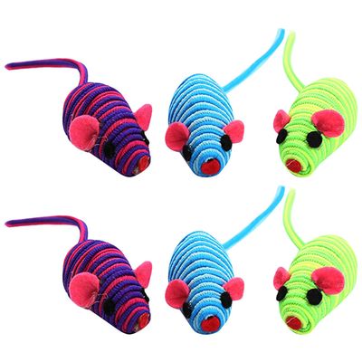 Alasum 6-Piece Elastic Rope Mouse Cat Toys, Random Colors