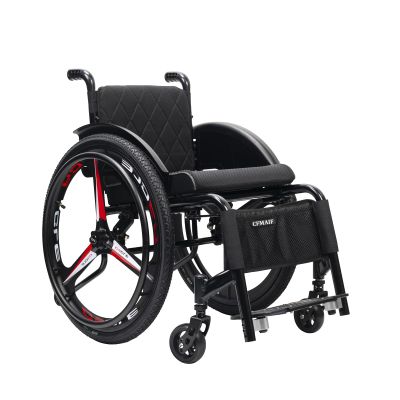 CFMAIF Ultralight Self-Propelled Aluminum Travel Wheelchair, 40 cm Seat, Black