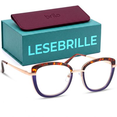 BRILO Women's Tortoiseshell Multicolor Butterfly Reading Glasses +1.00