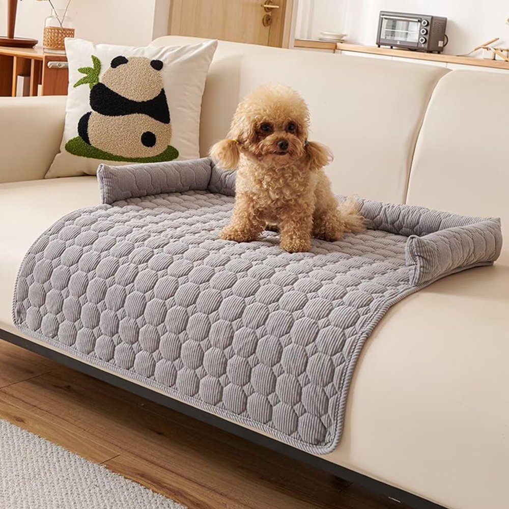 WGQR Washable Dog Bed - Nonslip Pet Blanket and Sofa Protector, Fluffy Mat for Sofas, Floors and Car Seats, 75 x 75 cm, Light Gray