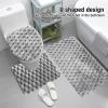 ViaGasaFamido Toilet Training Bathroom Mat Set, Non-Slip Soft U-Shaped Design with Lid Cover Mat, Washable, Water-Absorbent, 3D Tufted, Gray view 2