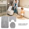 ViaGasaFamido Toilet Training Bathroom Mat Set, Non-Slip Soft U-Shaped Design with Lid Cover Mat, Washable, Water-Absorbent, 3D Tufted, Gray view 3