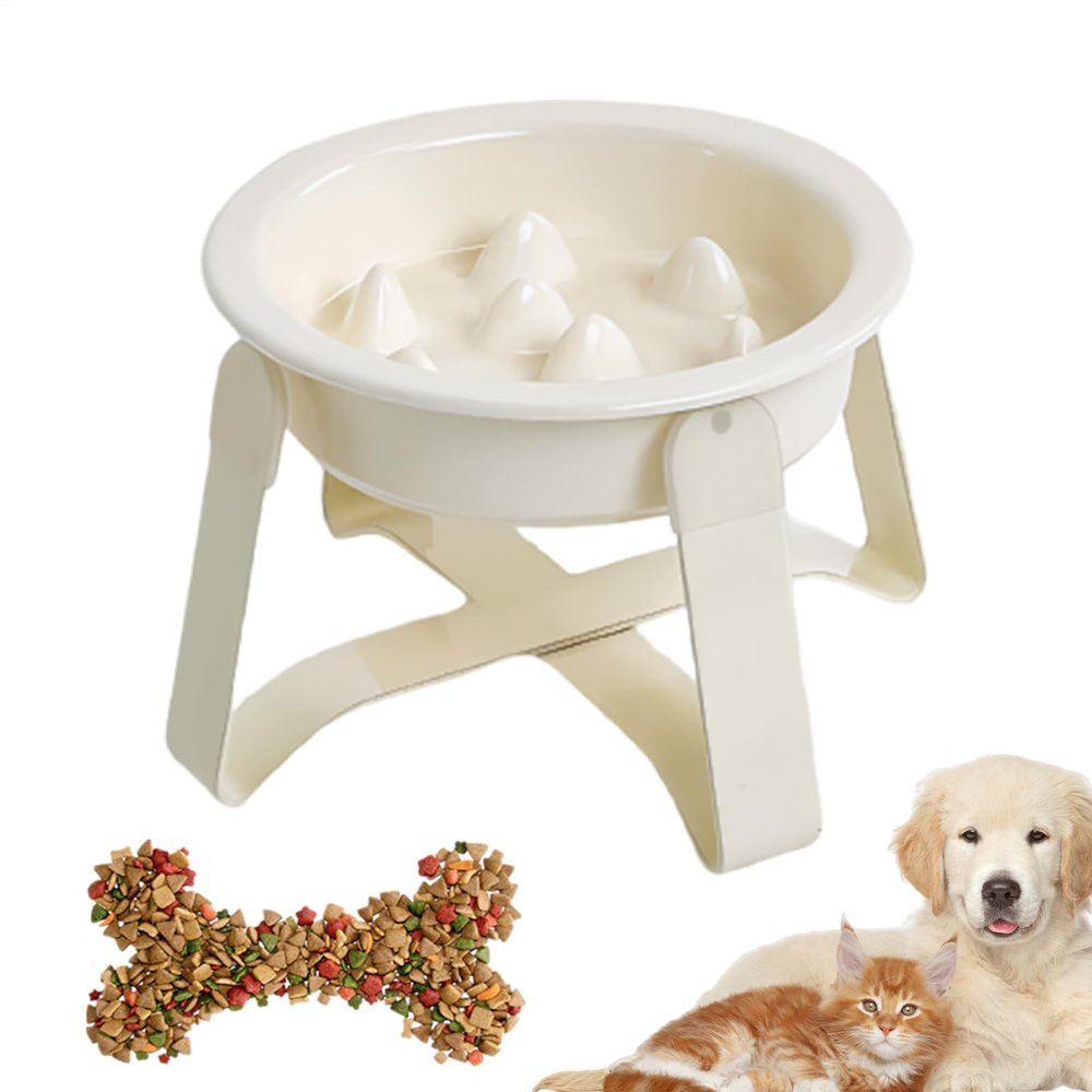 Slow-Feed Ceramic Non-Slip Dog Feeding Station with Stand