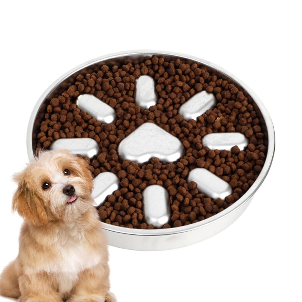 Stainless Steel Slow Feeder Puzzle Bowl for Dogs