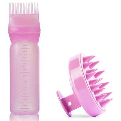 60 mL Hair Oil Applicator Bottle with Massage Comb, White