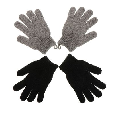 NOLITOY 2 Pairs Polyester Exfoliating Shower Gloves for Gentle Body Scrubbing