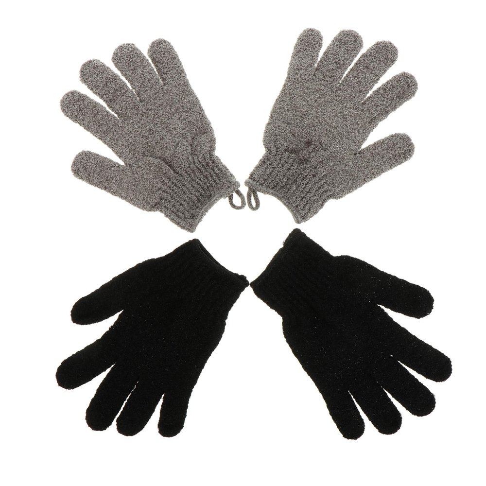 NOLITOY 2 Pairs Polyester Exfoliating Shower Gloves for Gentle Body Scrubbing