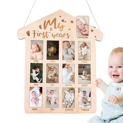 Newborn Picture Frame – First-Year Wooden Plaque, 16.5 x 13