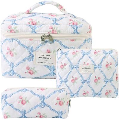 3-Piece Leopard Print Cosmetic Bag Set for Everyday Use and Travel